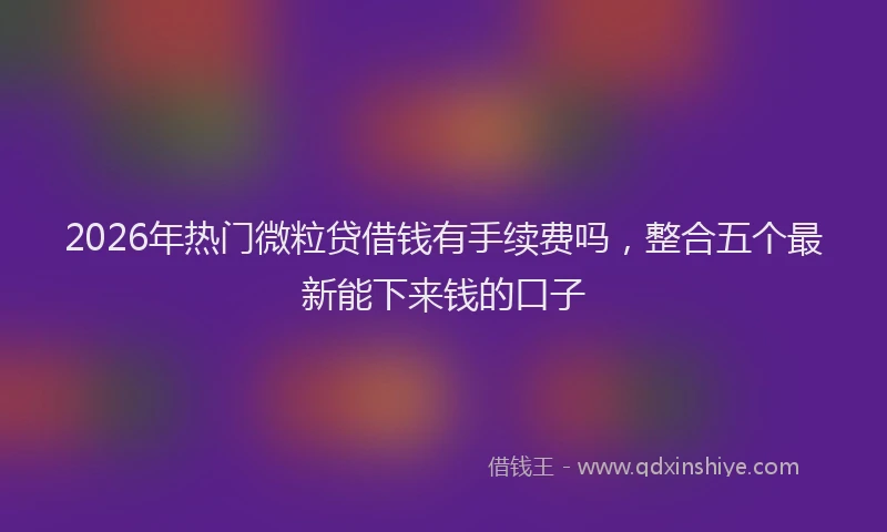 2026年热门微粒贷借钱有手续费吗，整合五个最新能下来钱的口子