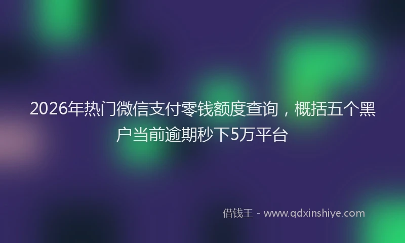 2026年热门微信支付零钱额度查询，概括五个黑户当前逾期秒下5万平台