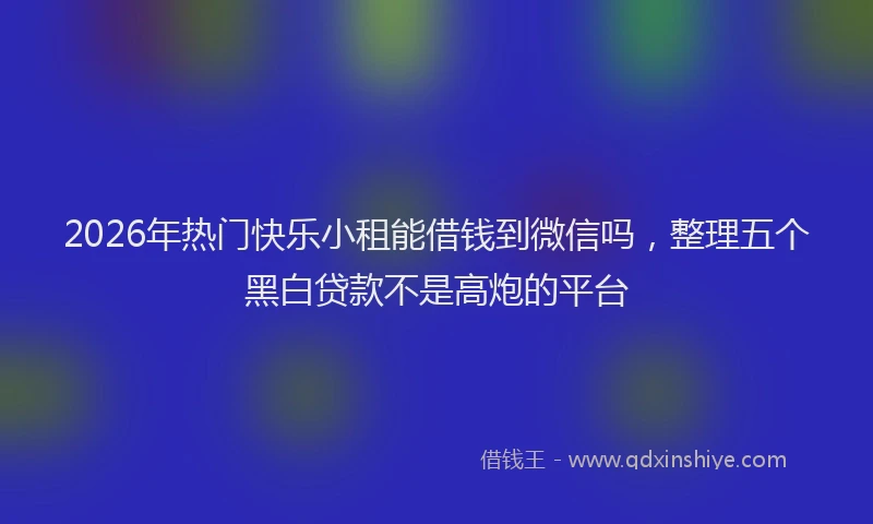 2026年热门快乐小租能借钱到微信吗，整理五个黑白贷款不是高炮的平台
