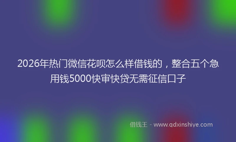 2026年热门微信花呗怎么样借钱的，整合五个急用钱5000快审快贷无需征信口子