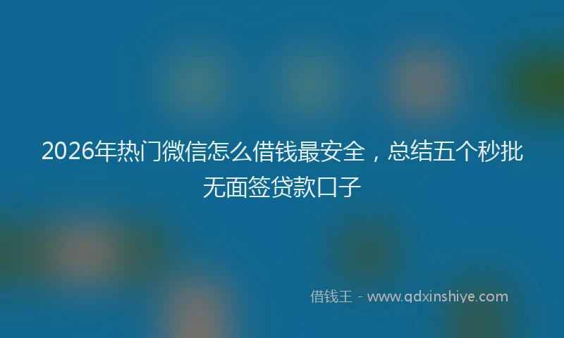 2026年热门微信怎么借钱最安全，总结五个秒批无面签贷款口子