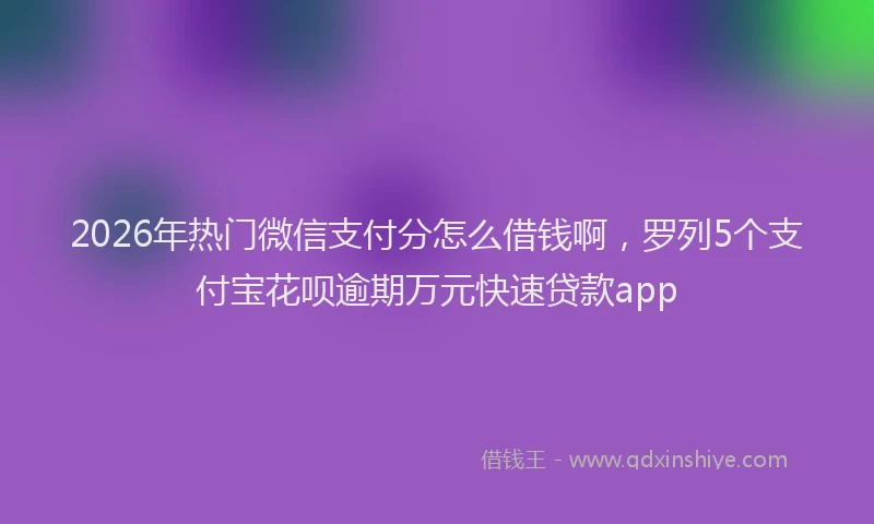 2026年热门微信支付分怎么借钱啊，罗列5个支付宝花呗逾期万元快速贷款app
