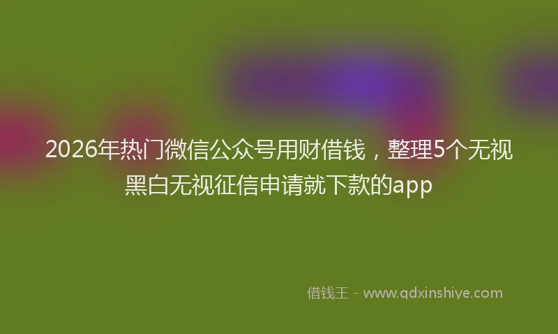 2026年热门微信公众号用财借钱，整理5个无视黑白无视征信申请就下款的app
