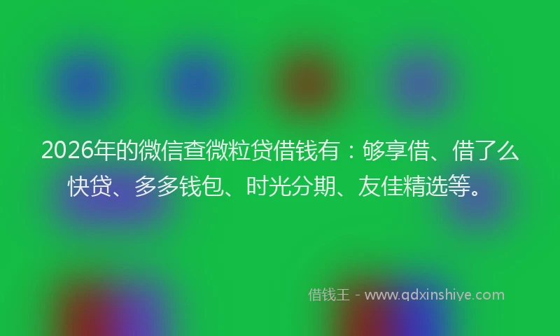 2026年的微信查微粒贷借钱有：够享借、借了么快贷、多多钱包、时光分期、友佳精选等。