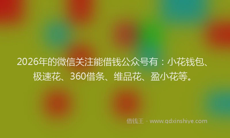 2026年的微信关注能借钱公众号有：小花钱包、极速花、360借条、维品花、盈小花等。