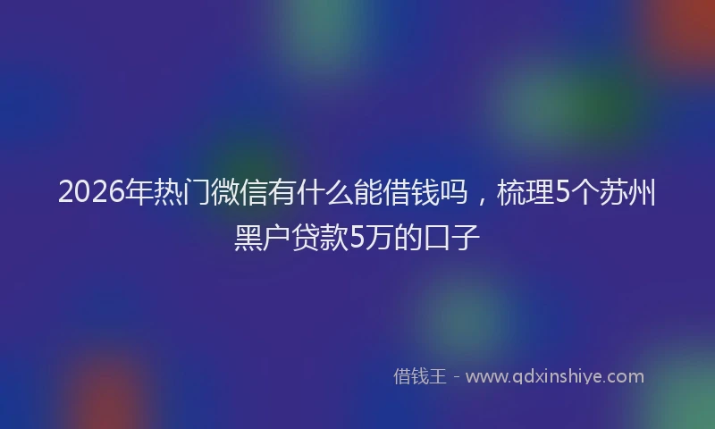 2026年热门微信有什么能借钱吗，梳理5个苏州黑户贷款5万的口子