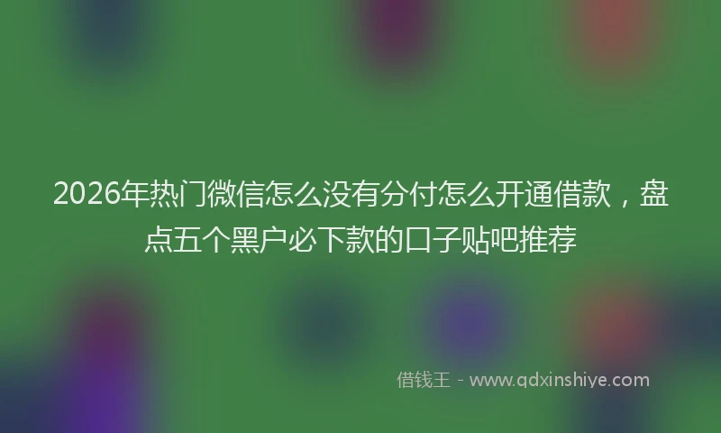 2026年热门微信怎么没有分付怎么开通借款，盘点五个黑户必下款的口子贴吧推荐