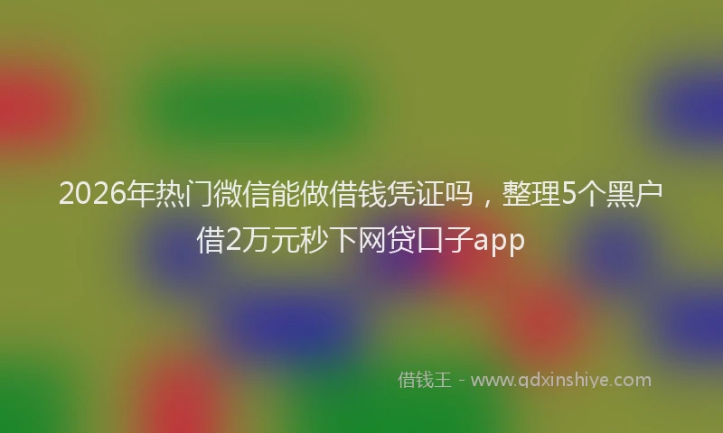 2026年热门微信能做借钱凭证吗，整理5个黑户借2万元秒下网贷口子app