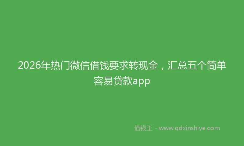 2026年热门微信借钱要求转现金，汇总五个简单容易贷款app
