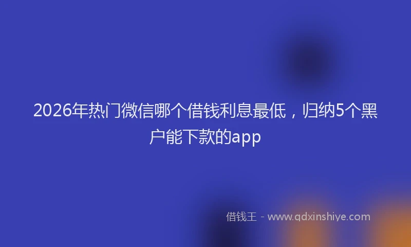 2026年热门微信哪个借钱利息最低，归纳5个黑户能下款的app