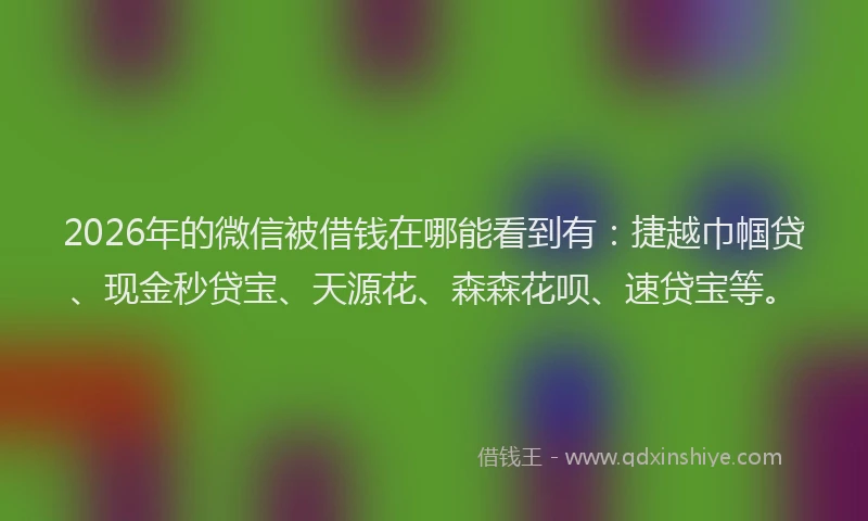 2026年的微信被借钱在哪能看到有：捷越巾帼贷、现金秒贷宝、天源花、森森花呗、速贷宝等。