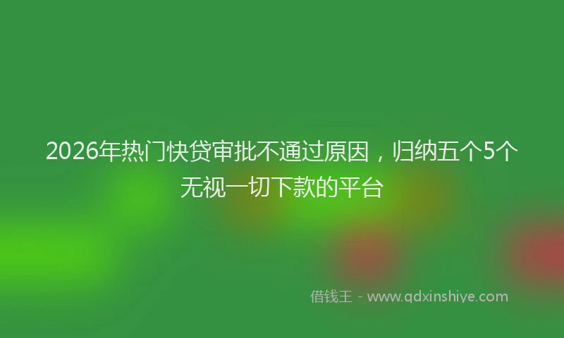 2026年热门快贷审批不通过原因，归纳五个5个无视一切下款的平台