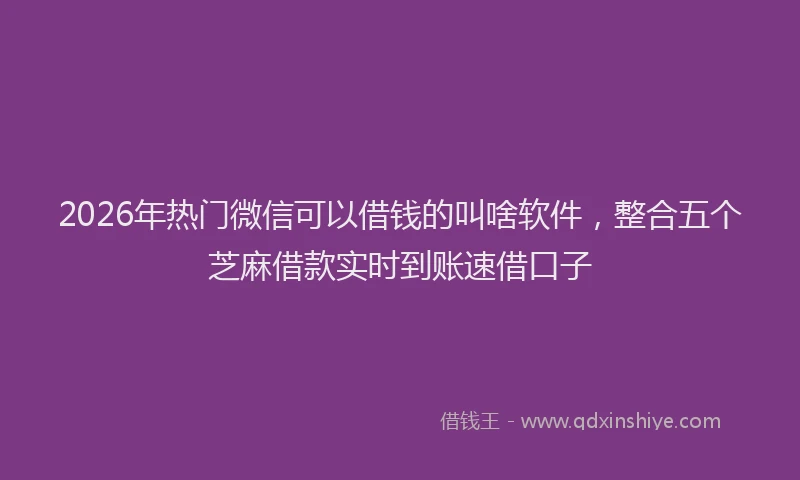 2026年热门微信可以借钱的叫啥软件，整合五个芝麻借款实时到账速借口子