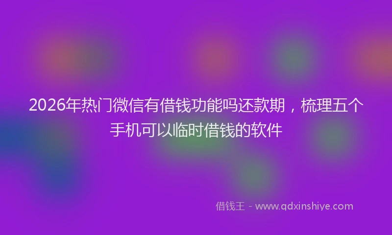 2026年热门微信有借钱功能吗还款期，梳理五个手机可以临时借钱的软件