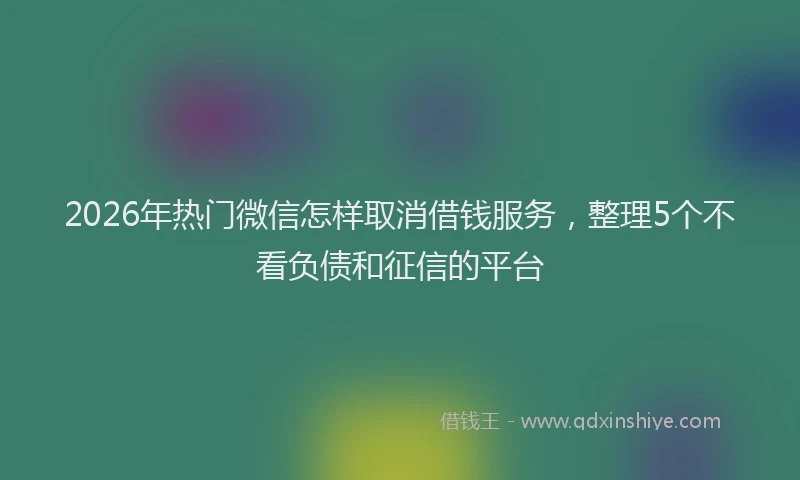2026年热门微信怎样取消借钱服务，整理5个不看负债和征信的平台