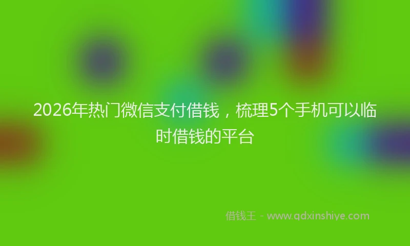 2026年热门微信支付借钱，梳理5个手机可以临时借钱的平台