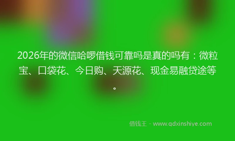 2026年的微信哈啰借钱可靠吗是真的吗有：微粒宝、口袋花、今日购、天源花、现金易融贷途等。