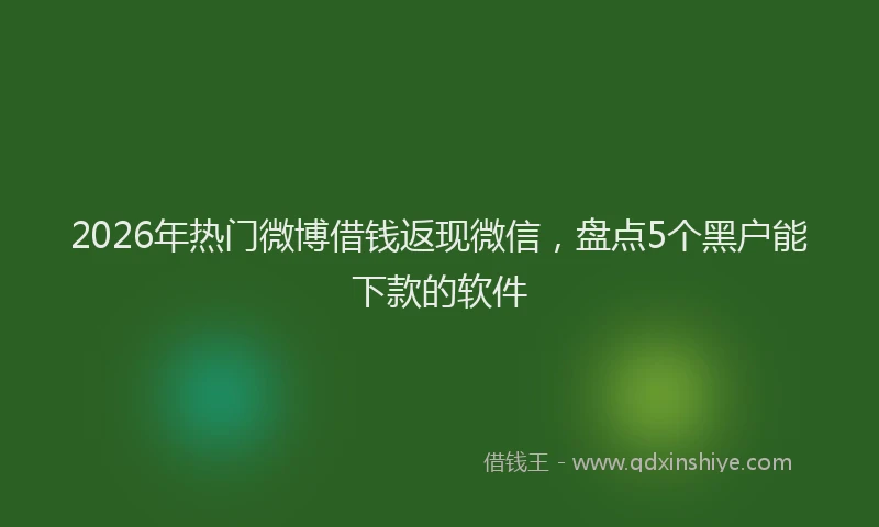 2026年热门微博借钱返现微信，盘点5个黑户能下款的软件