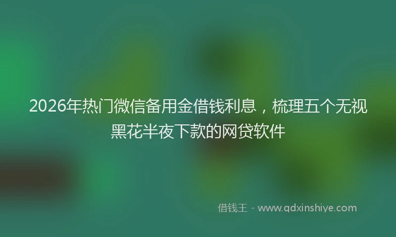 2026年热门微信备用金借钱利息，梳理五个无视黑花半夜下款的网贷软件