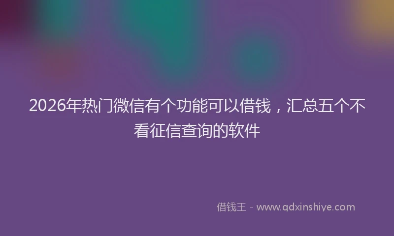 2026年热门微信有个功能可以借钱，汇总五个不看征信查询的软件