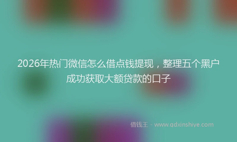 2026年热门微信怎么借点钱提现，整理五个黑户成功获取大额贷款的口子