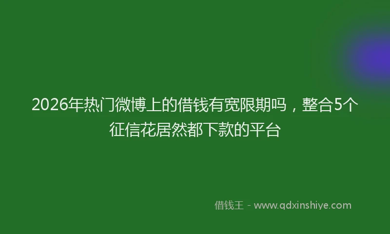 2026年热门微博上的借钱有宽限期吗，整合5个征信花居然都下款的平台