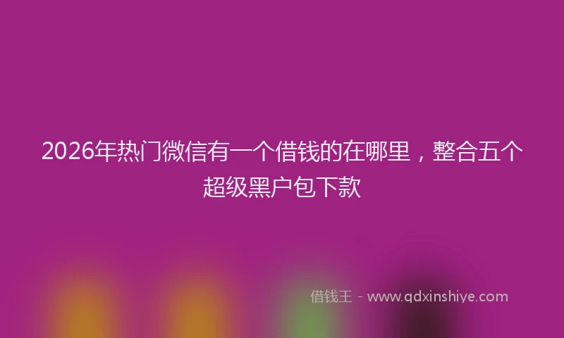 2026年热门微信有一个借钱的在哪里，整合五个超级黑户包下款