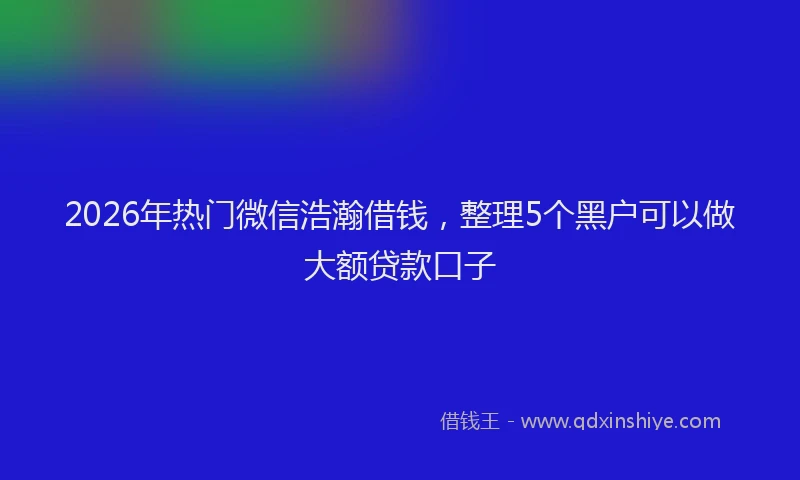 2026年热门微信浩瀚借钱，整理5个黑户可以做大额贷款口子