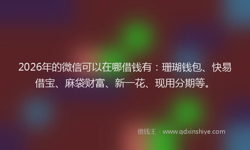 2026年的微信可以在哪借钱有：珊瑚钱包、快易借宝、麻袋财富、新一花、现用分期等。