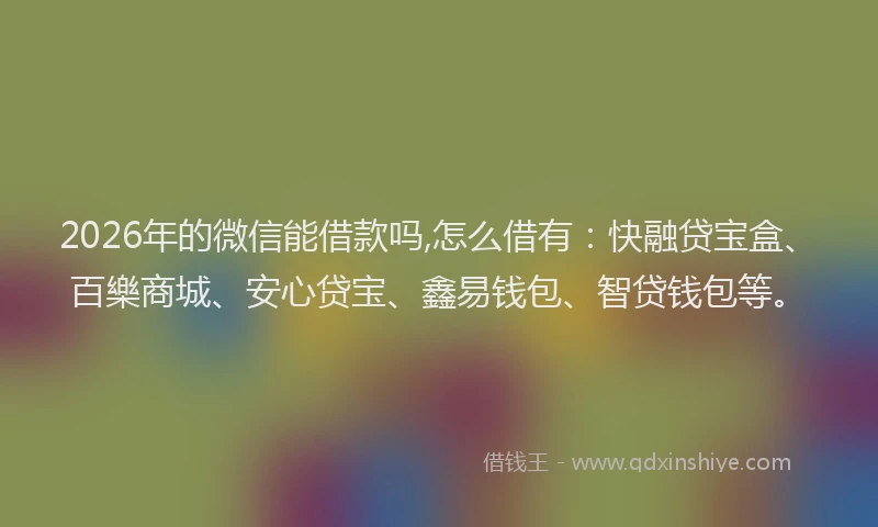 2026年的微信能借款吗,怎么借有：快融贷宝盒、百樂商城、安心贷宝、鑫易钱包、智贷钱包等。