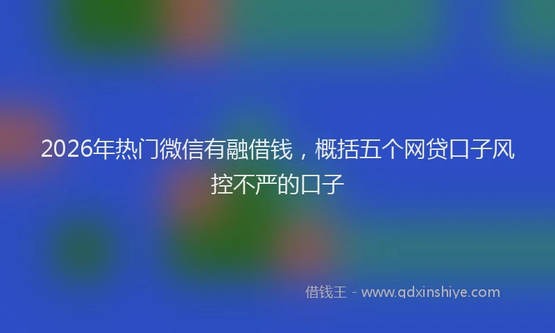 2026年热门微信有融借钱，概括五个网贷口子风控不严的口子