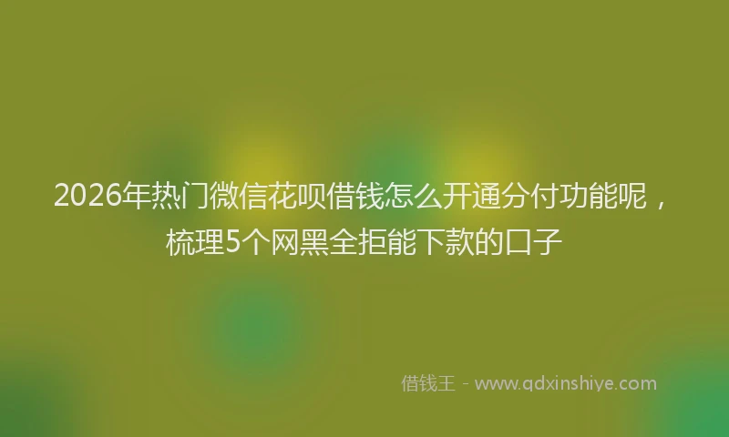 2026年热门微信花呗借钱怎么开通分付功能呢，梳理5个网黑全拒能下款的口子