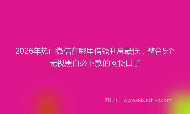 2026年热门微信在哪里借钱利息最低，整合5个无视黑白必下款的网贷口子