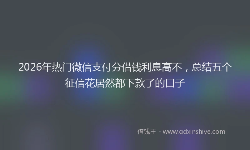 2026年热门微信支付分借钱利息高不，总结五个征信花居然都下款了的口子