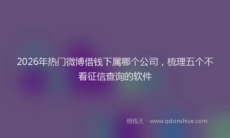 2026年热门微博借钱下属哪个公司，梳理五个不看征信查询的软件