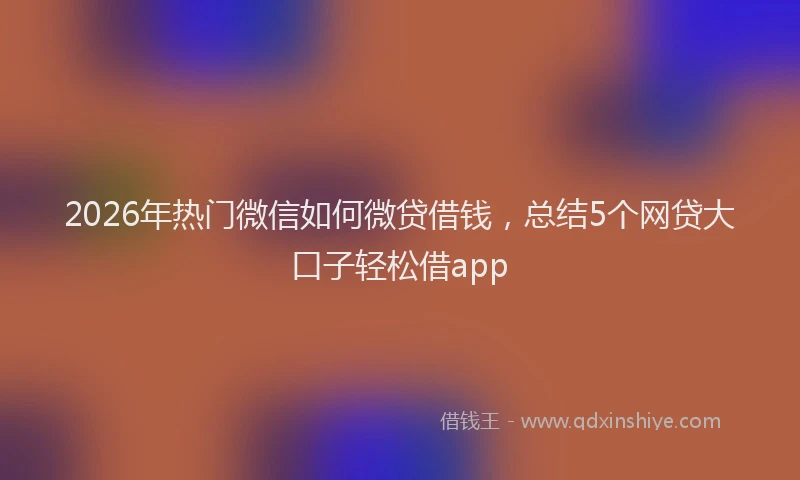 2026年热门微信如何微贷借钱，总结5个网贷大口子轻松借app
