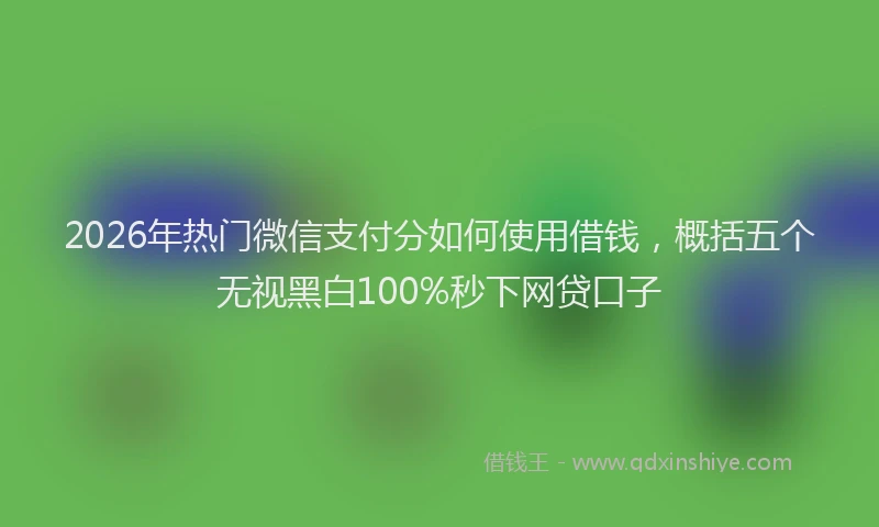 2026年热门微信支付分如何使用借钱，概括五个无视黑白100%秒下网贷口子