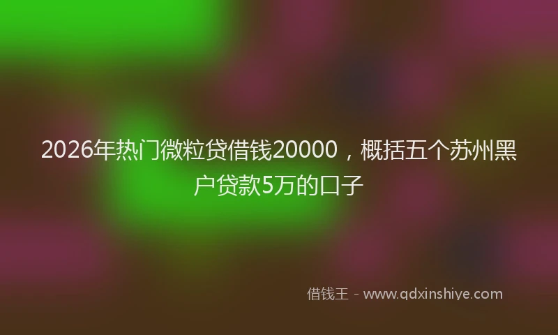 2026年热门微粒贷借钱20000，概括五个苏州黑户贷款5万的口子