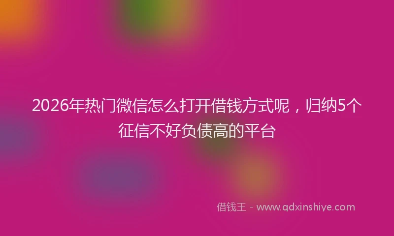 2026年热门微信怎么打开借钱方式呢，归纳5个征信不好负债高的平台
