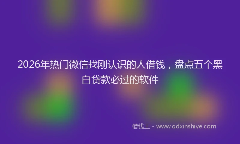 2026年热门微信找刚认识的人借钱，盘点五个黑白贷款必过的软件