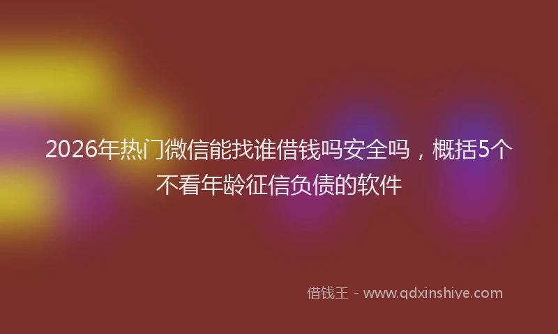 2026年热门微信能找谁借钱吗安全吗，概括5个不看年龄征信负债的软件
