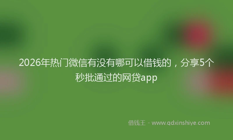 2026年热门微信有没有哪可以借钱的，分享5个秒批通过的网贷app