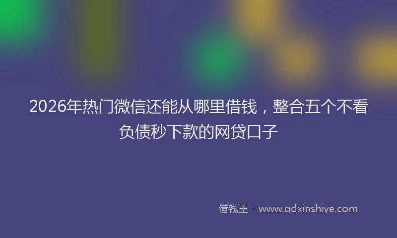 2026年热门微信还能从哪里借钱，整合五个不看负债秒下款的网贷口子