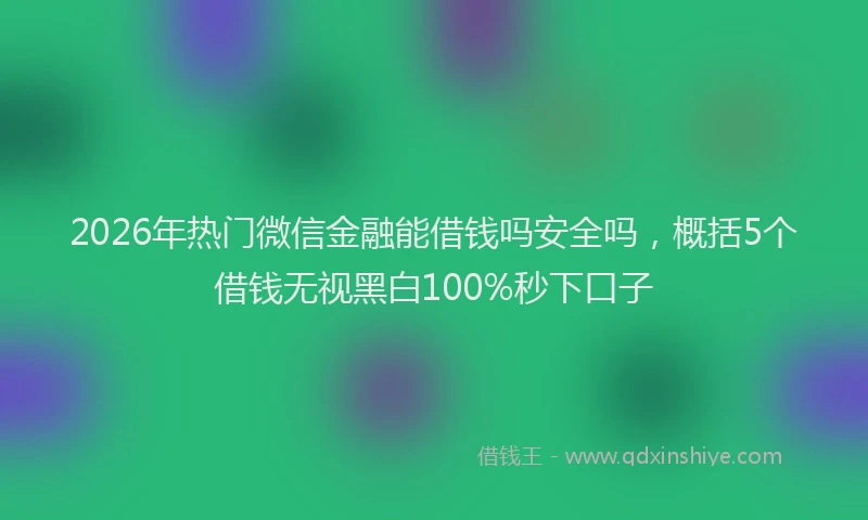 2026年热门微信金融能借钱吗安全吗，概括5个借钱无视黑白100%秒下口子