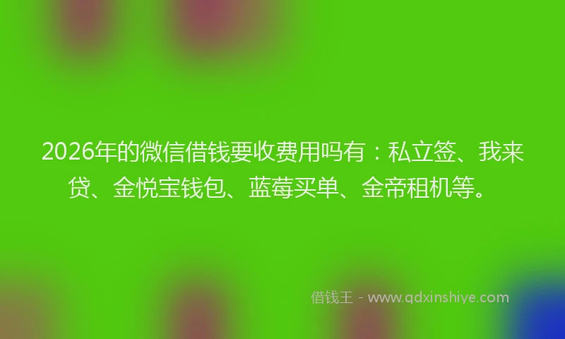 2026年的微信借钱要收费用吗有：私立签、我来贷、金悦宝钱包、蓝莓买单、金帝租机等。