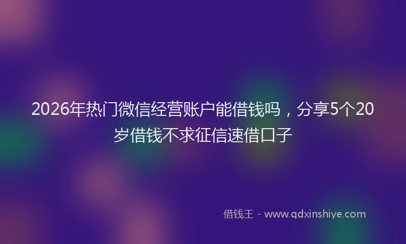 2026年热门微信经营账户能借钱吗，分享5个20岁借钱不求征信速借口子