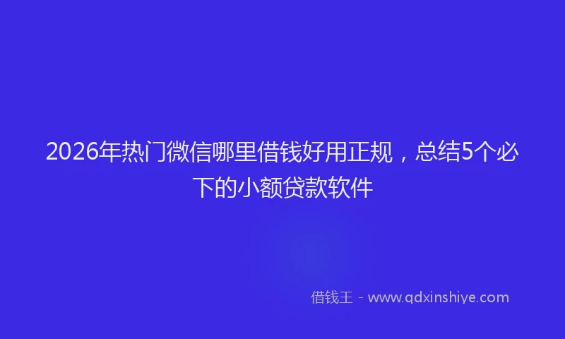 2026年热门微信哪里借钱好用正规，总结5个必下的小额贷款软件