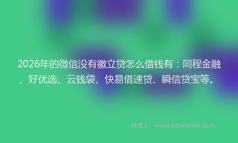 2026年的微信没有徽立贷怎么借钱有：同程金融、好优选、云钱袋、快易借速贷、瞬信贷宝等。