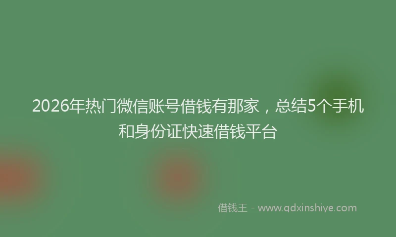 2026年热门微信账号借钱有那家，总结5个手机和身份证快速借钱平台
