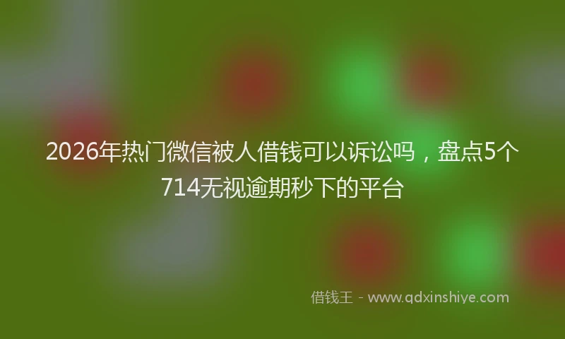 2026年热门微信被人借钱可以诉讼吗,盘点5个714无视逾期秒下的平台